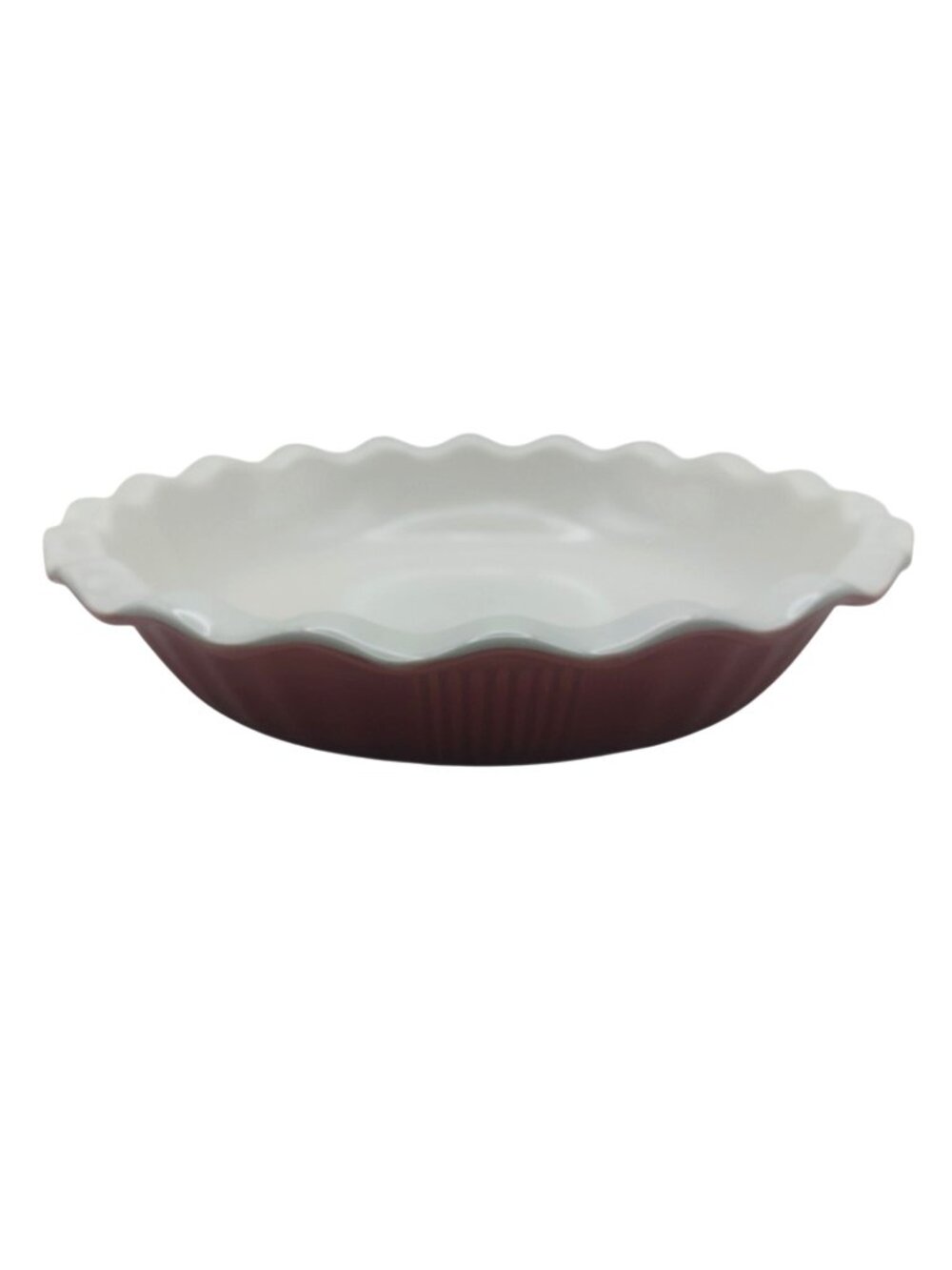 Scalloped Stoneware Pie Dish Red & White Microware Oven Freezer Dishwasher Safe